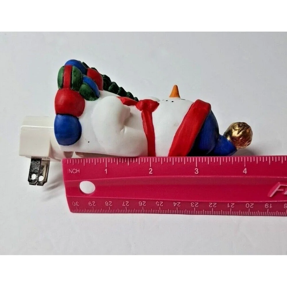 Snowman Head Tea Light Candle Holders Set of 2 w/Snowman Night Light Seasonal